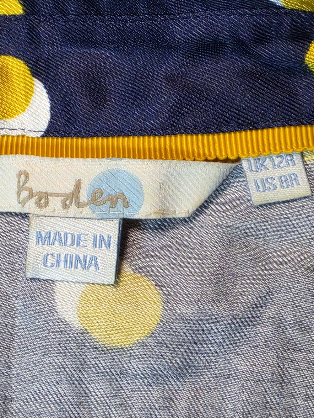 Boden Jenna Button Up Shirt Dress  US 8R Navy- Yellow Polka Dots Tie Midi Length - Picture 9 of 11